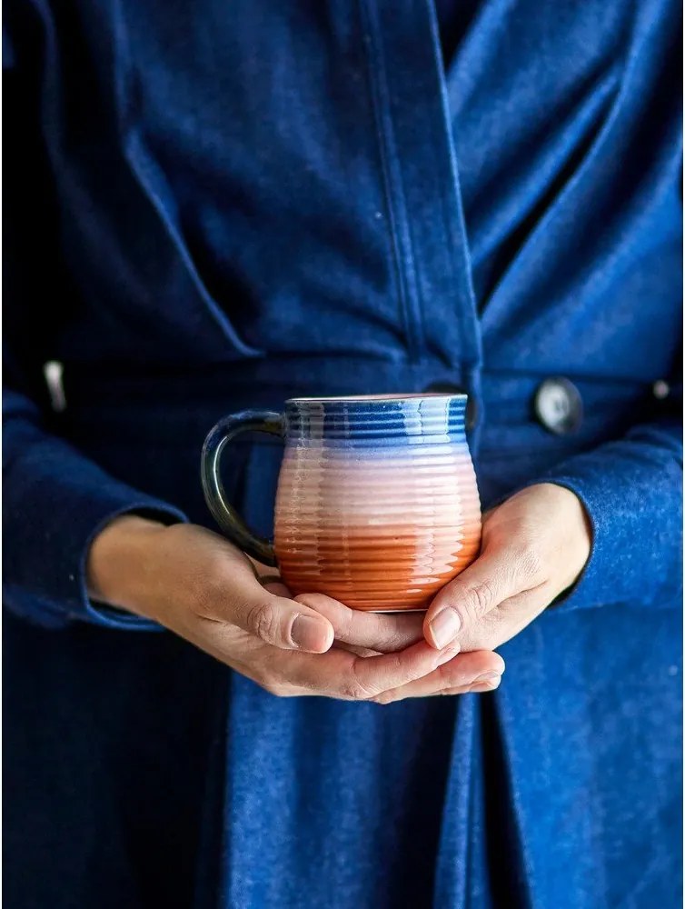 Modré/oranžové keramické hrnčeky v súprave 4 ks 200 ml Tatum – Bloomingville