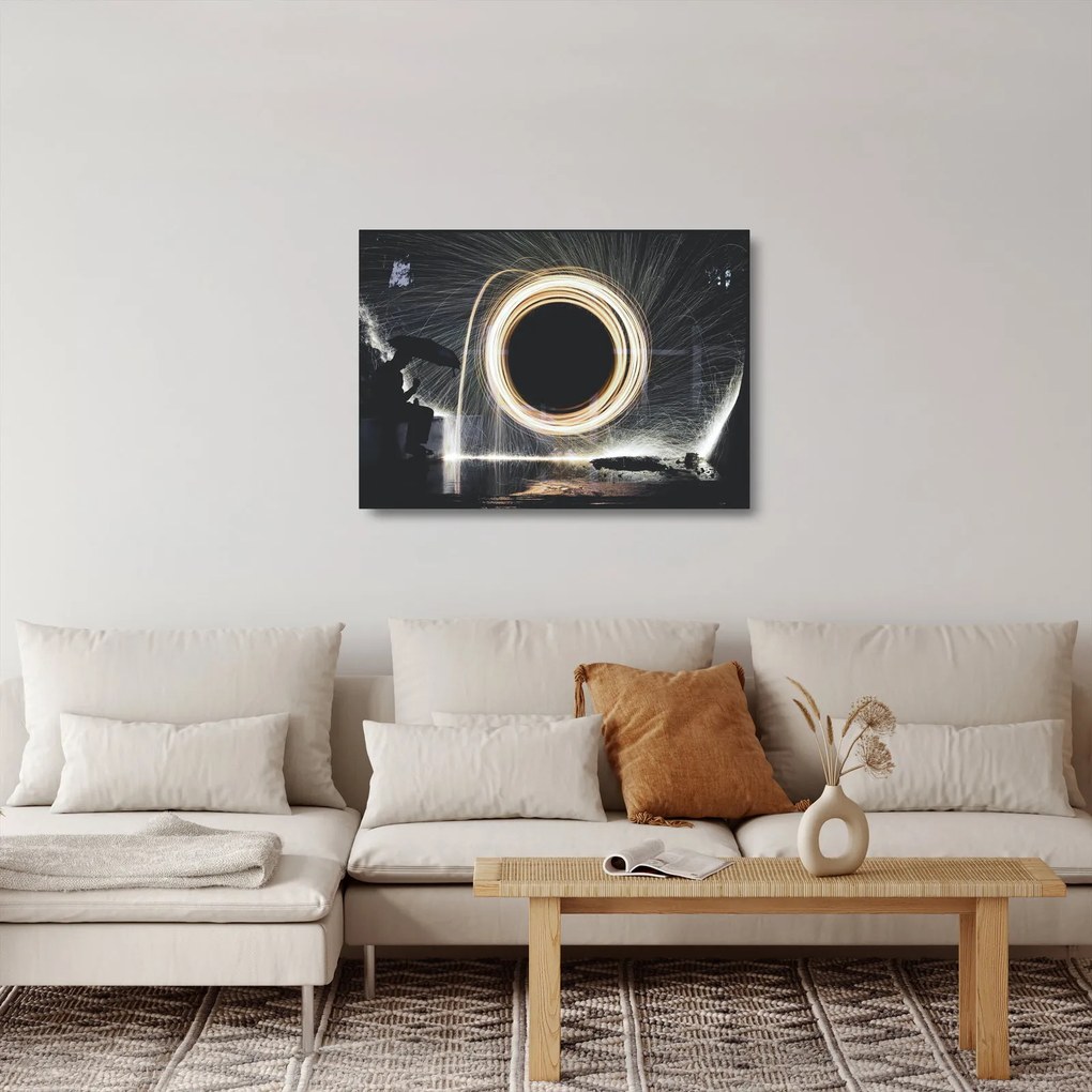 Sklenený obraz - Svetelná šou v daždi (70x50 cm)