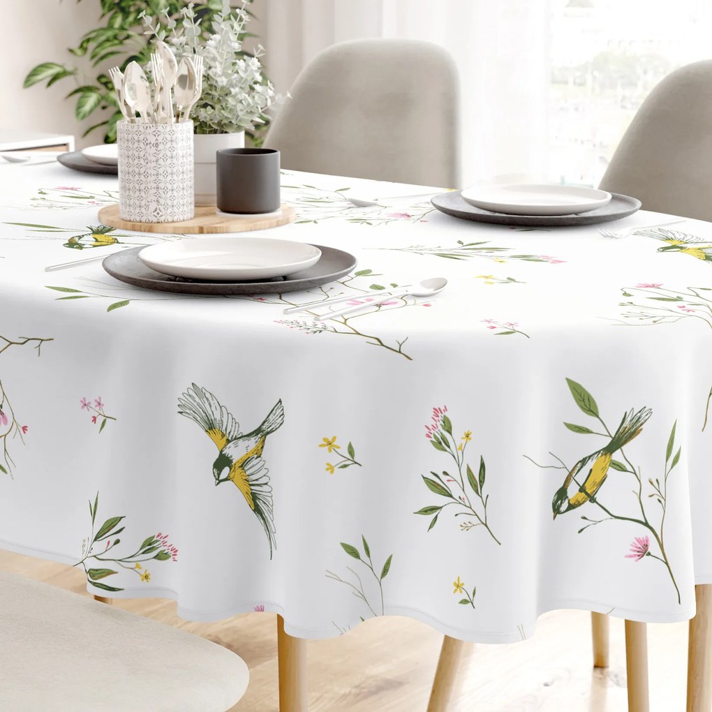 Goldea oválny obrus 100% bavlnené plátno - život v prírode 120 x 160 cm