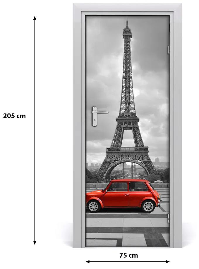 Fototapeta samolepiace dvere Eiffelova veža auto 75x205 cm