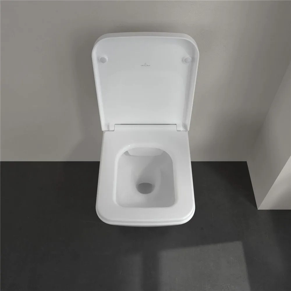 VILLEROY &amp; BOCH Finion závesné WC s hlbokým splachovaním bez vnútorného okraja, 375 x 560 mm, biela alpská, s povrchom CeramicPlus, 4664R0R1