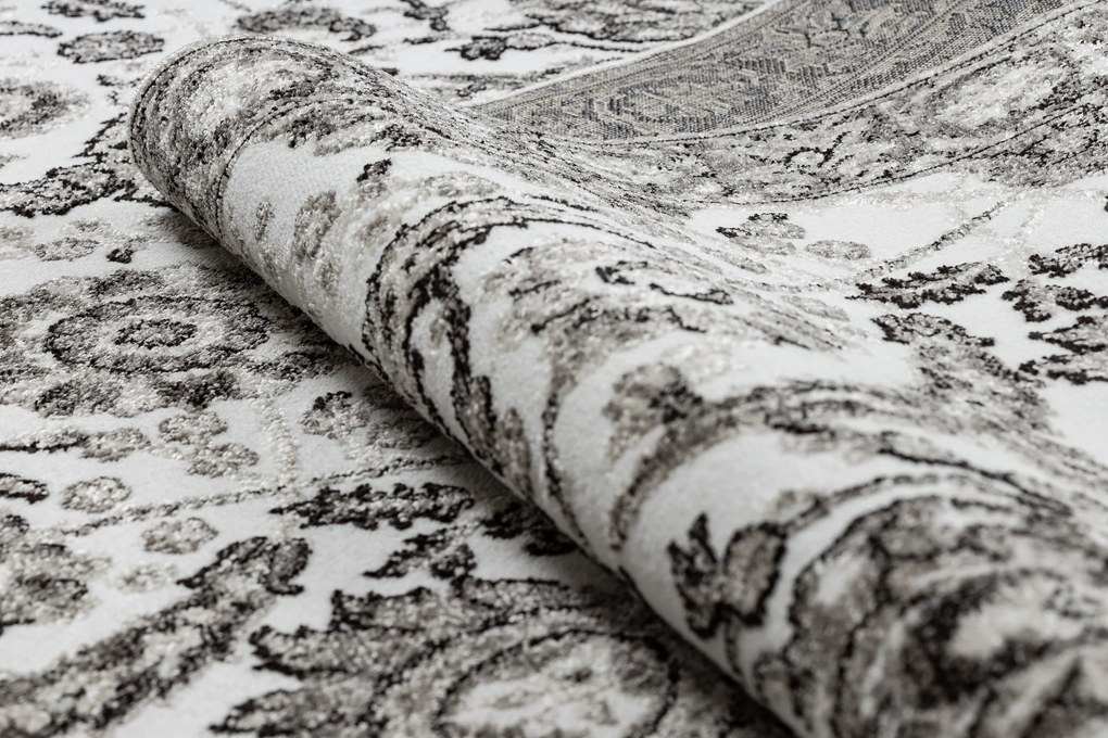 Koberec MATEO 8037/944 Kvety, s rámom, sivo - béžový