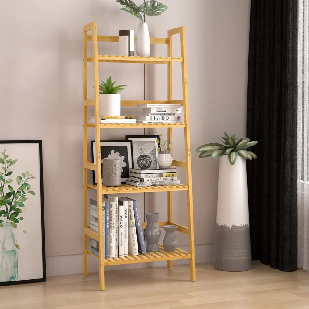 Bambusový regál ZOJA, 4 police, 48x32x123cm, hnedá Casaria