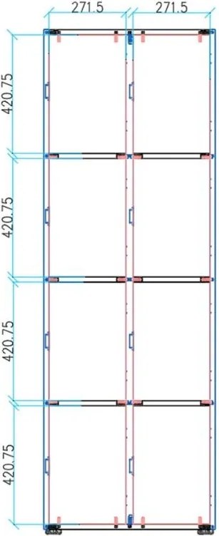 Drevená šatníková skrinka S4 s úložnými boxmi, 8 boxov, demont, RFID zámok, sivá/buk
