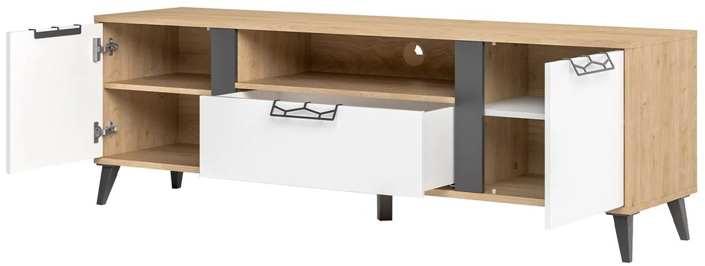 TV stolek Moet 25 170 cm ořech americký Jackson/bílý/grafit