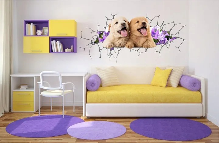 Originálna nálepk na stenu so psíkmi 50 x 100 cm