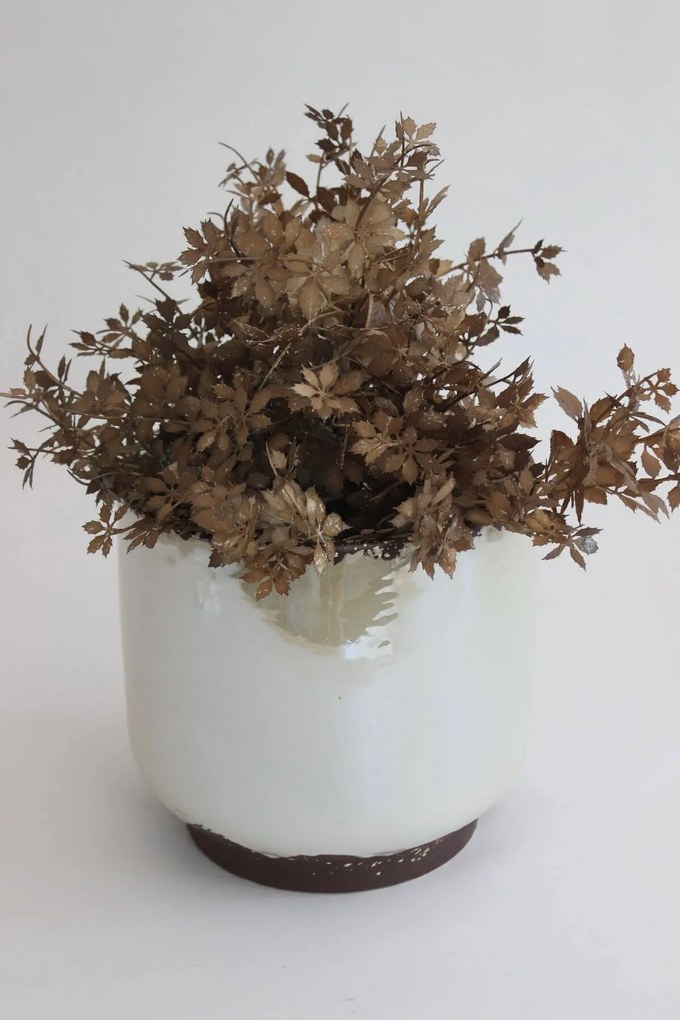 Krémový perleťový keramický kvetináč 24cm