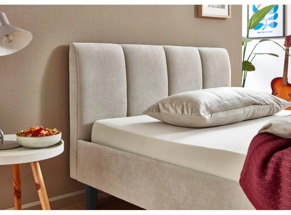 Béžová čalúnená dvojlôžková posteľ bez roštu 140x200 cm Joker – Meise Möbel