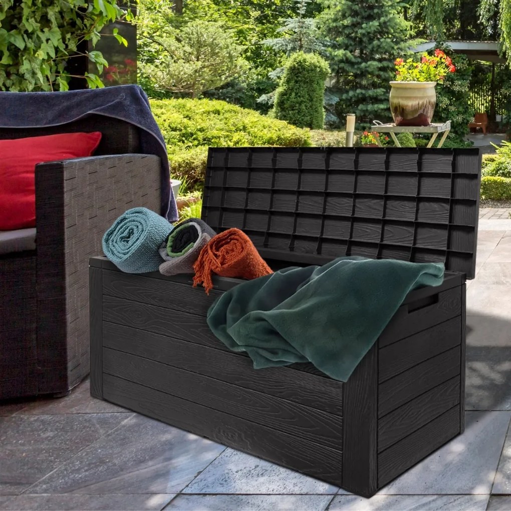 Prosperplast Úložný box WOODEBOX, 280L, 120x46x57cm, antracitová