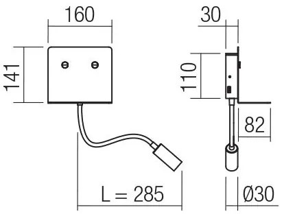 Redo 01-3211 - LED Nástenné svietidlo MOKA LED/6W + LED/3W/230V CRI90 čierna