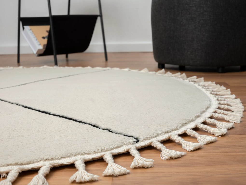 Kusový koberec Moroccan Oasis weiß kruh, 190x190 (průměr) kruh, čiernobiela, obývacia izba, My Flair