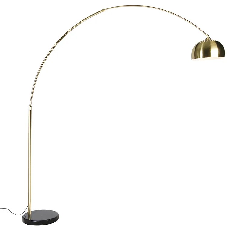Stojaca lampa mosadz s čiernym mramorovým podstavcom s mosadzným tienidlom - XXL