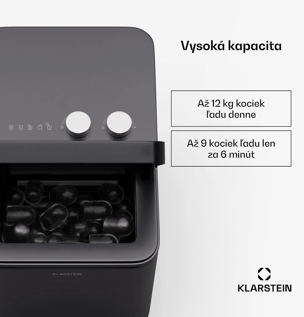 Klarstein IceCraft výrobník ľadu | 2 režimy | 1,3 l studenej vody | automatické čistenie | 12 kg/24 h