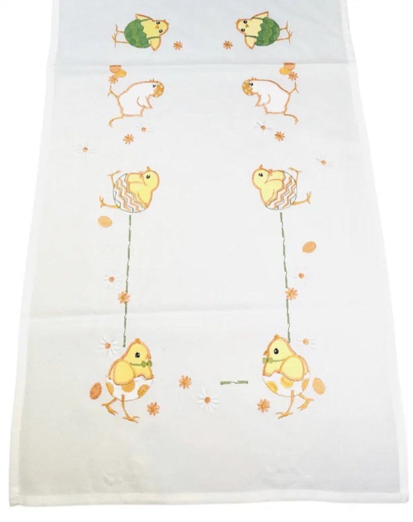 Veľkonočný obrus Kuriatka žlté 40x110cm