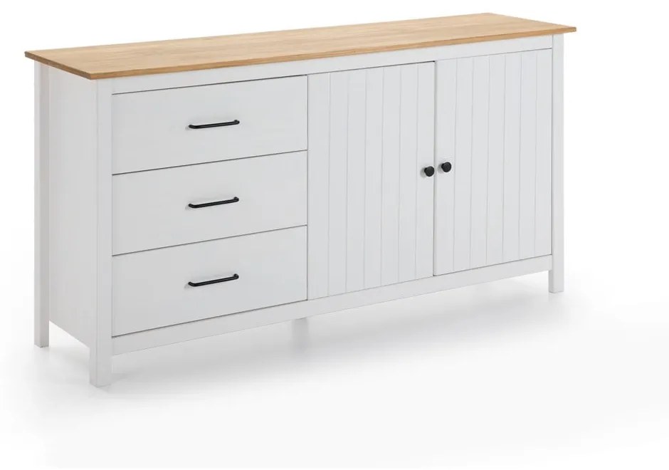 Biela drevená komoda Marckeric Miranda, šírka 150 cm