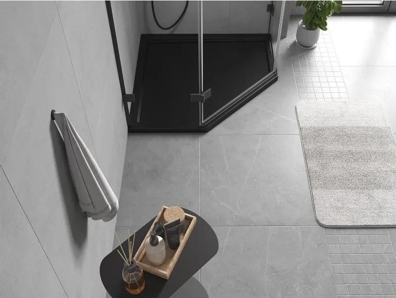 Mexen Flow päťuholníková sprchová vanička slim 80 x 80 cm, čierny mat - 46P708080