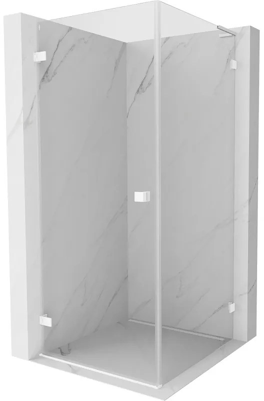 Mexen Lunar-B L, sklápací sprchový kút ľavý 70 x 70 cm, 8mm číre sklo, biely profil, 832L-070-070-20-00-L