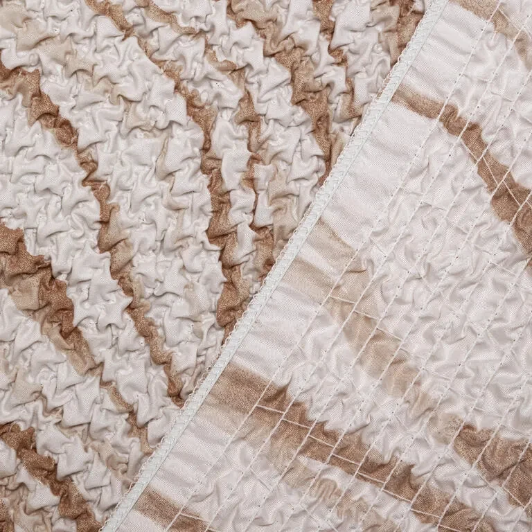 Bielastické poťahy UNIVERSO NOVÉ žíhané béžové dvojkreslo s drevenými rúčkami (š. 80 - 140 cm)