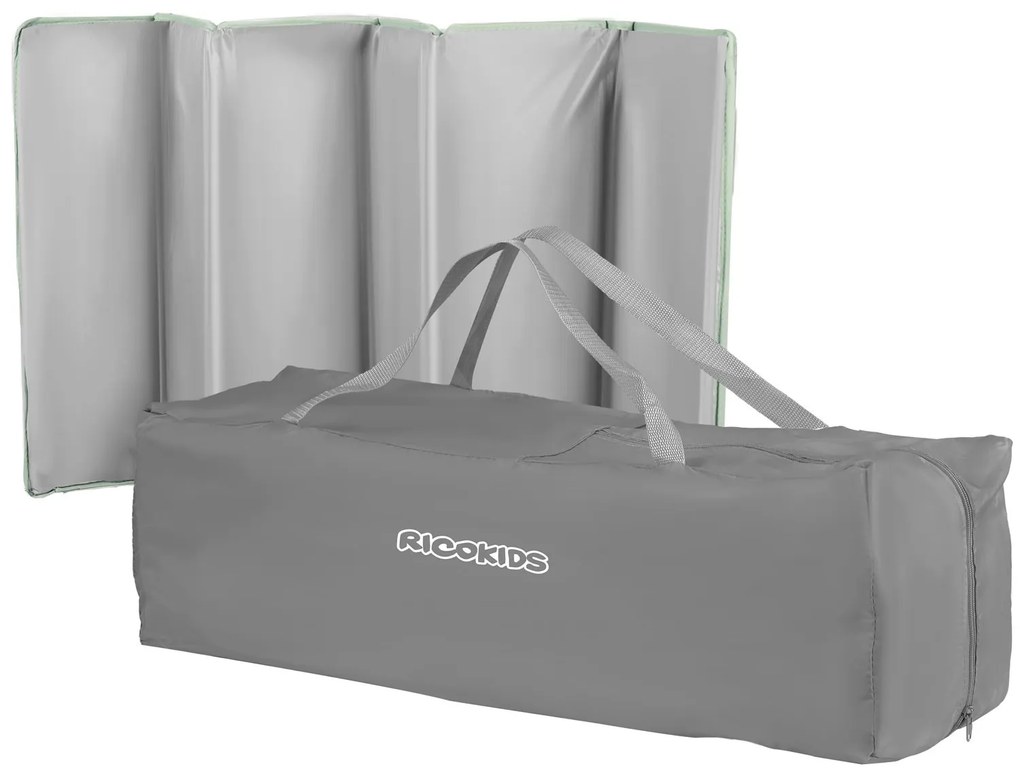 Ricokids Cestovná postieľka + matrac + taška 125 x 65 x 78 cm RK-240 mint grey