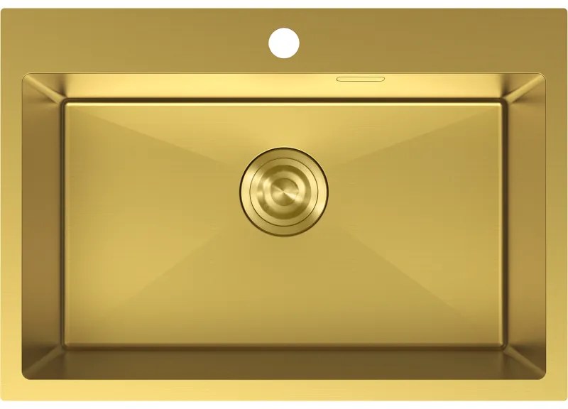 Mexen Solix, 1-komorový nerezový drez 650 x 450 mm, brúsená zlatá, 6403651000-55
