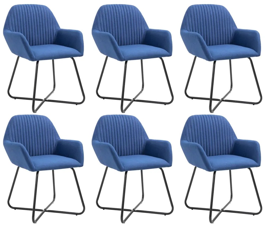 Jedálenské stoličky 6 ks modré látkové