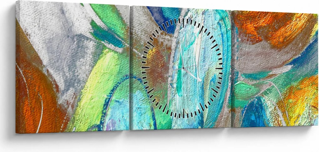 Obraz - Farebná abstrakcia (s hodinami) (90x30 cm)