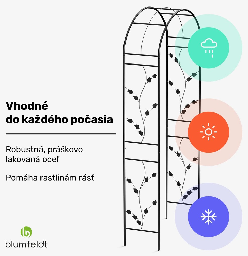 Blumfeldt FloraBelle Arch oblúk, ozdobné vzory listov, odolný voči poveternostným vplyvom, pomôcka na popínanie