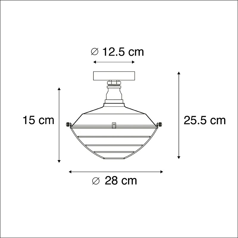 Priemyselné stropné svietidlo starožitné striebro 25,5 cm - kurz