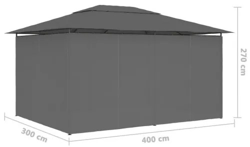 vidaXL Záhradný prístrešok so závesmi 4x3 m, antracitový-