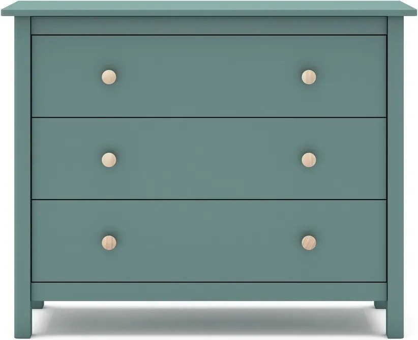 Nízka detská komoda z borovicového dreva v petrolejovej farbe 100x80 cm Max – Marckeric