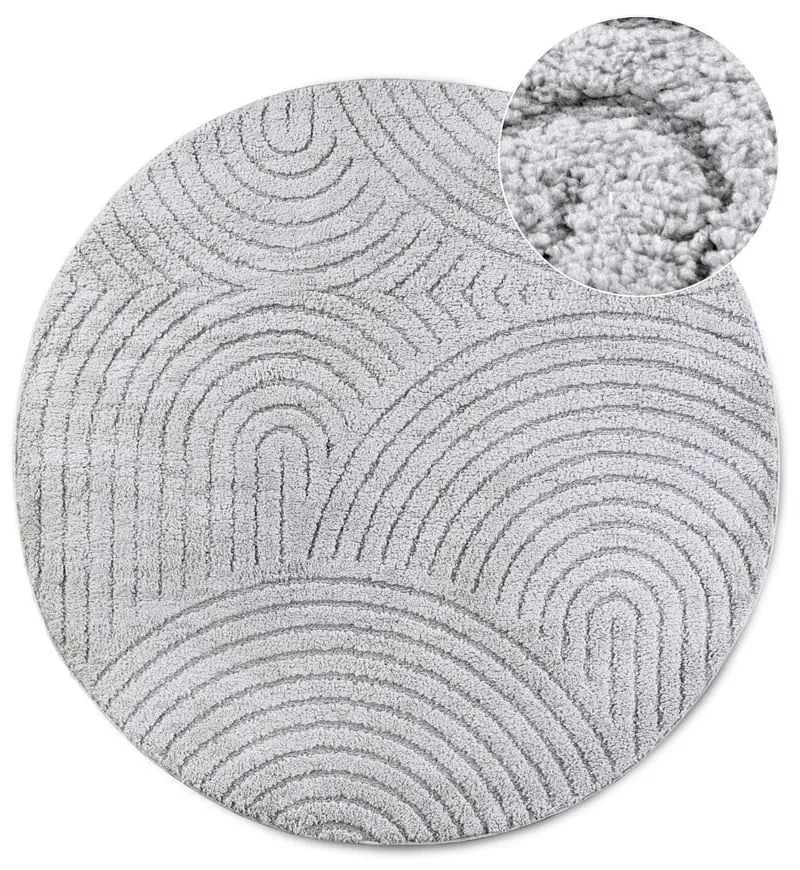 Svetlosivý okrúhly koberec ø 200 cm Panglao New York Light Grey – Elle Decoration