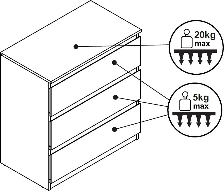 Zásuvková komoda Carlos 753S, dub sonoma, výška 80 cm