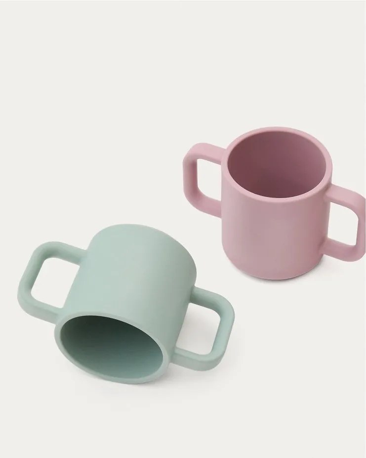 Svetloružové/tyrkysové silikónové detské hrnčeky v súprave 2 ks Lili – Kave Home