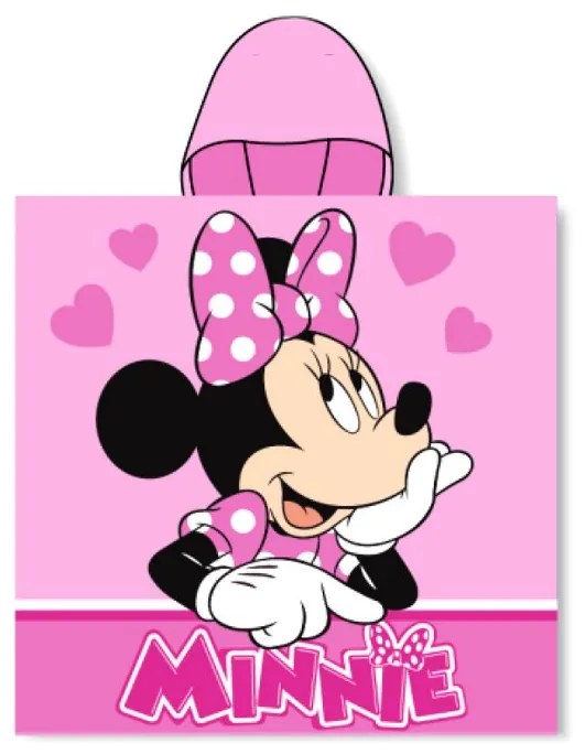 Kúpacie pončo - osuška s kapucňou Minnie Mouse - Disney - vyrobené z mikrovlákna - 100 x 50 cm