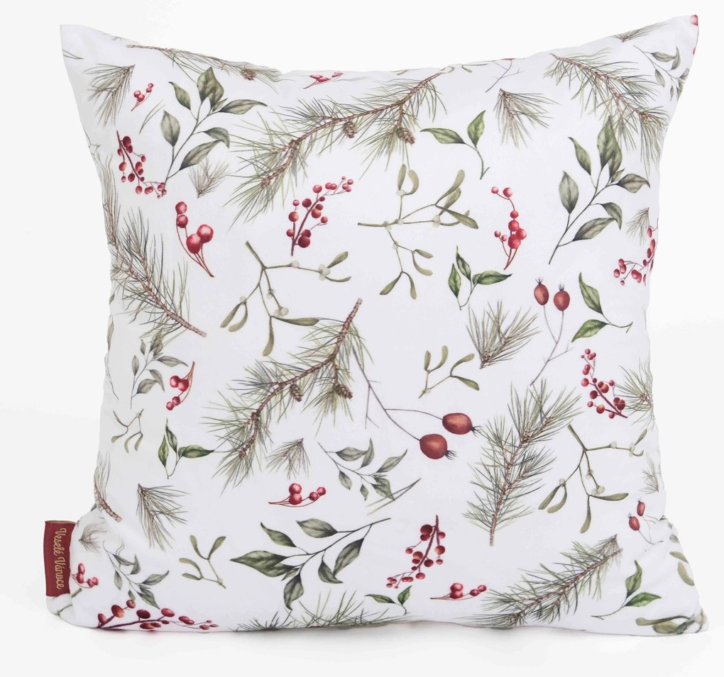 Vianočná obliečka na vankúšik Velvet 40 × 40 cm - Cezmíny biele