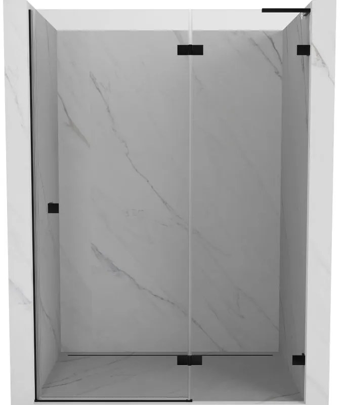 Mexen, Mexen Lunar L výklopné pravé sprchové dvere 135 cm, transparentné, čierne - 834L-135-000-70-00-P