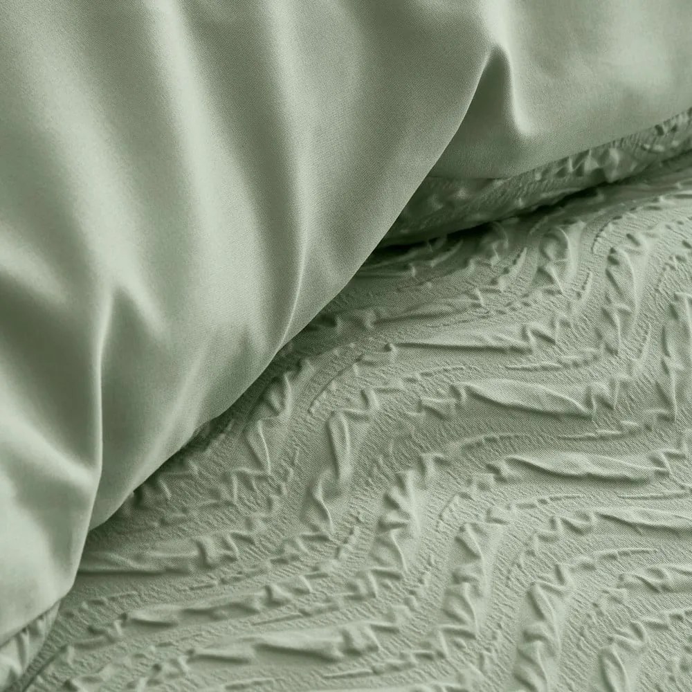 Zelené krepové obliečky na dvojlôžko/predĺžené 230x220 cm Heatset Wave – Catherine Lansfield