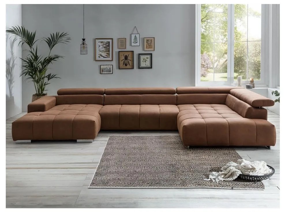 Rohová sedacia súprava do U TROPEA pravá hnedá