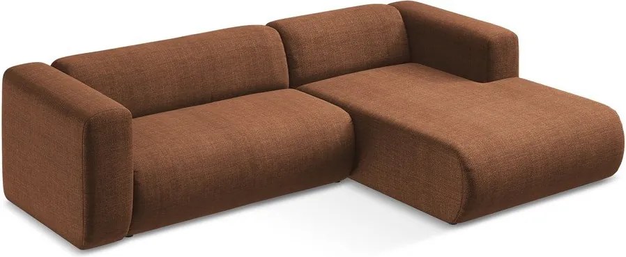 Rohová pohovka v terakotovej farbe (pravý roh/s leňoškou) Ekahi – Makamii