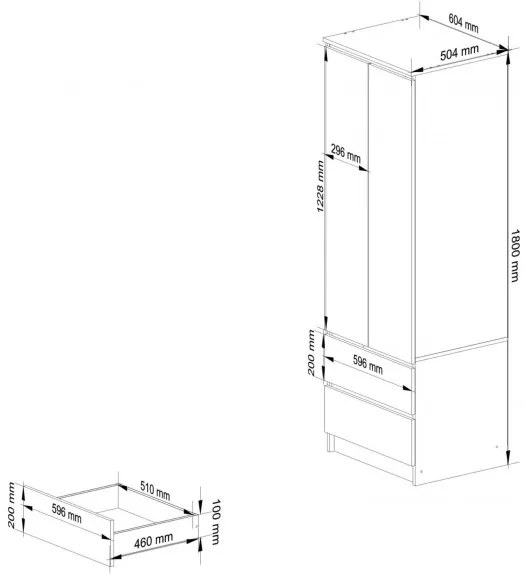 Skriňa STAR S 60 cm 2D 2SZ biela