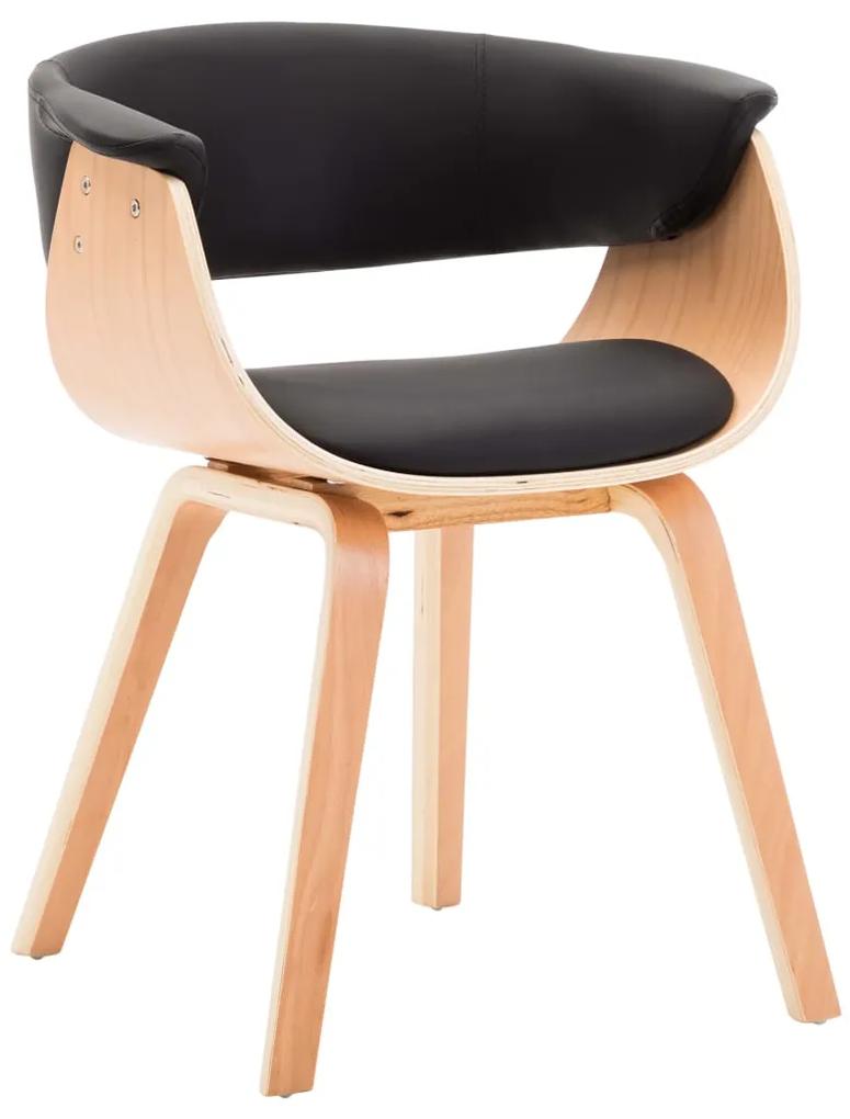 Jedálenská stolička čierna ohýbané drevo a umelá koža