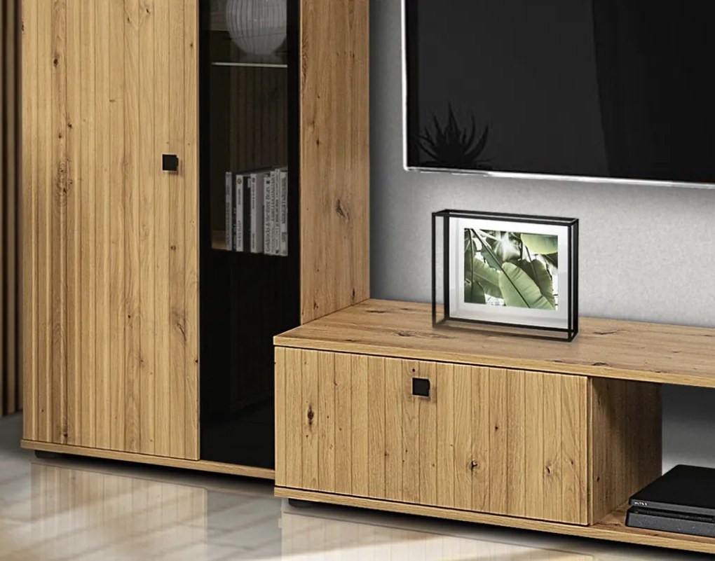 Obývacia stena Salsa, dub artisan/lamelový efekt