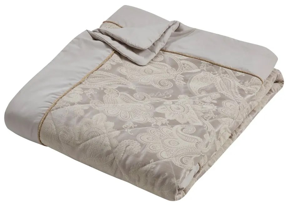 Béžový prešívaný pléd zo žakára 240x260 cm Opulent Jacquard – Catherine Lansfield