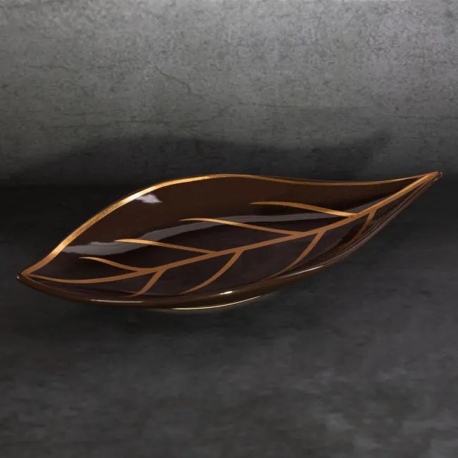 Dekoračný podnos ALISMA 2 1 hnedý / zlatý