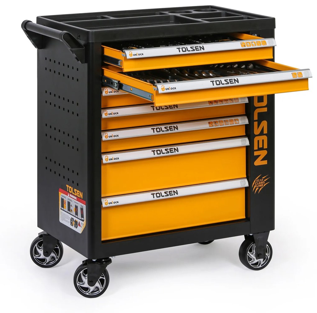 Tolsen Pojazdný dielenský vozík na náradie, vrátane 189 náradia, 7 zásuviek