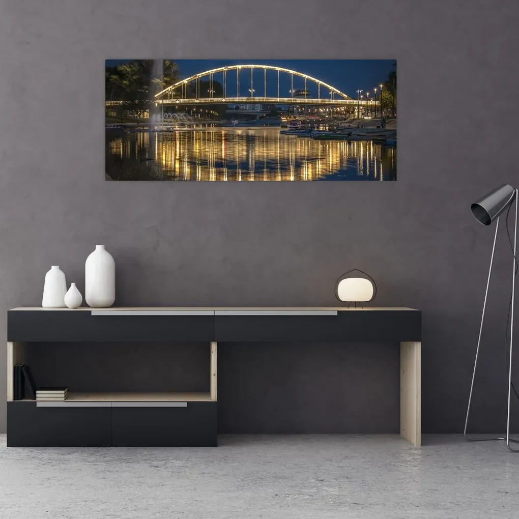 Obraz mosta s fontánou (120x50 cm)