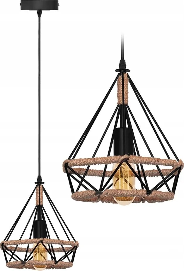 Stropné svietidlo TAVERN big - s lanom - čierne