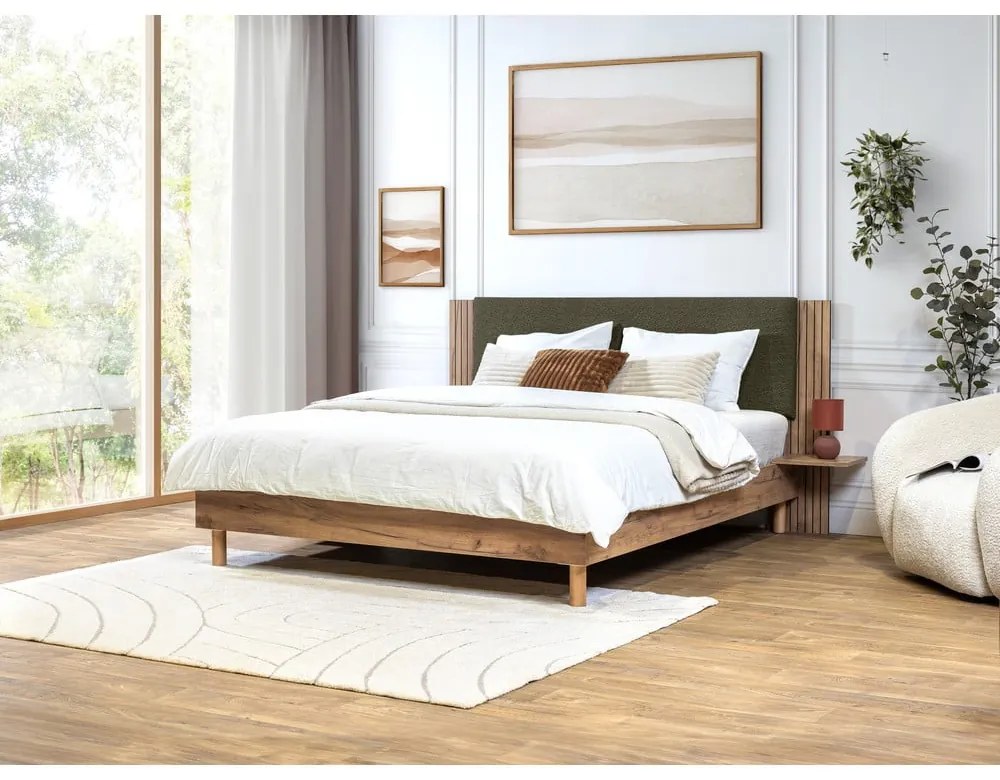 Zelená dvojlôžková posteľ s roštom 160x200 cm Lior – Bobochic Paris