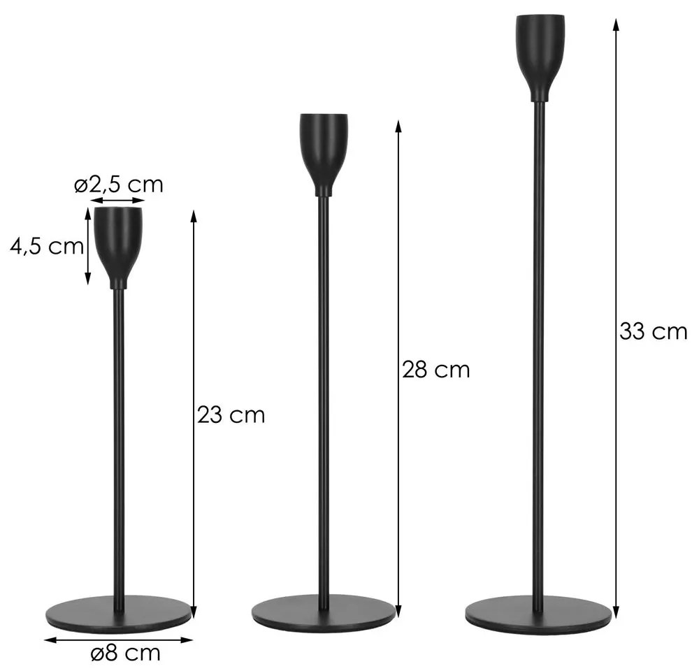 Svietniky 3 ks SPRINGOS HA7265 - čierne