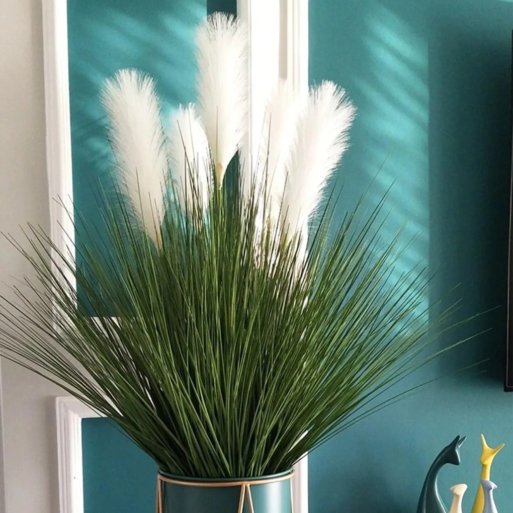 Umelá tráva Pamp v kvetináči 90 cm biela